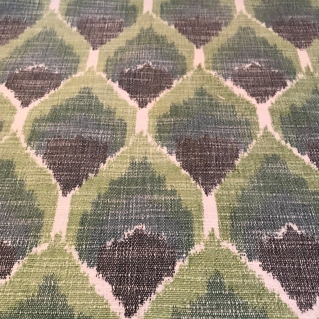 Schumacher Odisha Ikat Green Fabric - 5 Yards | Chairish