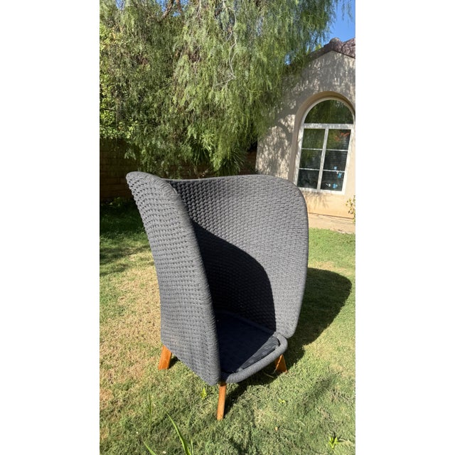 The Cane-Line Peacock Wing Highback Chair With Teak Legs (Model 5460), Designed by the Danish Duo Foersom & Hiort-Lorenzen, 2 Pieces For Sale - Image 10 of 12