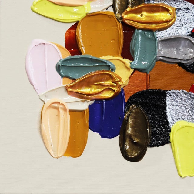 Gold - Impasto Thick Paint Earth Tone Neutral Abstract Painting Original Artwork by Shiri Phillips For Sale - Image 4 of 9