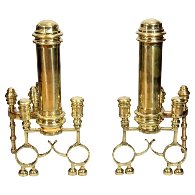 American Late Federal Brass Andirons - A Pair For Sale - Image 13 of 13