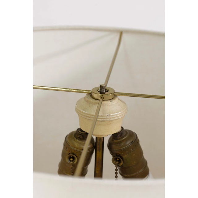 Late 20th Century Pair of Vintage Large Art Deco Ebony and Cream Colored Discus Lamps For Sale - Image 5 of 8