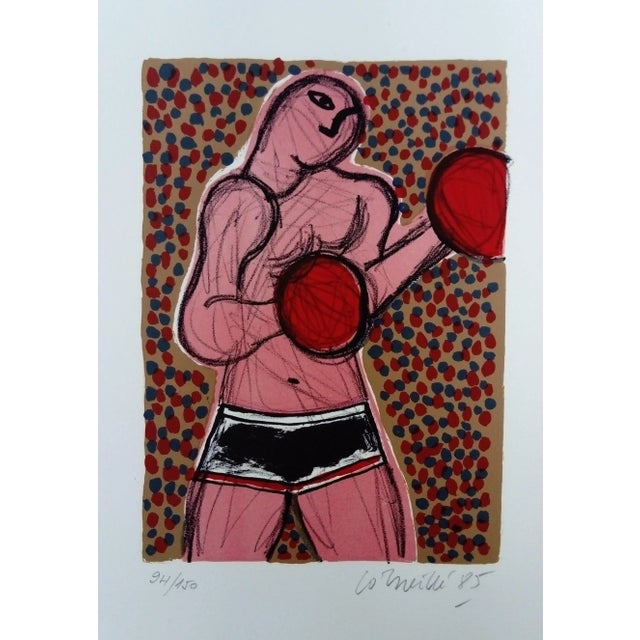 Beautiful lithograph by Corneille, from the portfolio Fight on the Moon. Lithograph on art paper, 1985, 38 x 28 cm,...