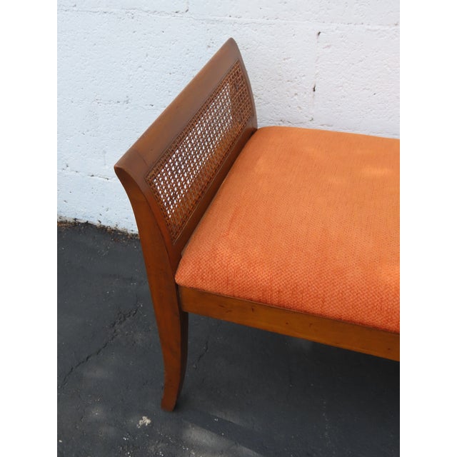 Brown Mid Century Modern Caned Long Upholstered Window Hall End of Bed Bench 6636 For Sale - Image 8 of 15