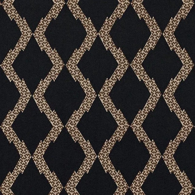Sample - Schumacher Topi Fabric in Black For Sale
