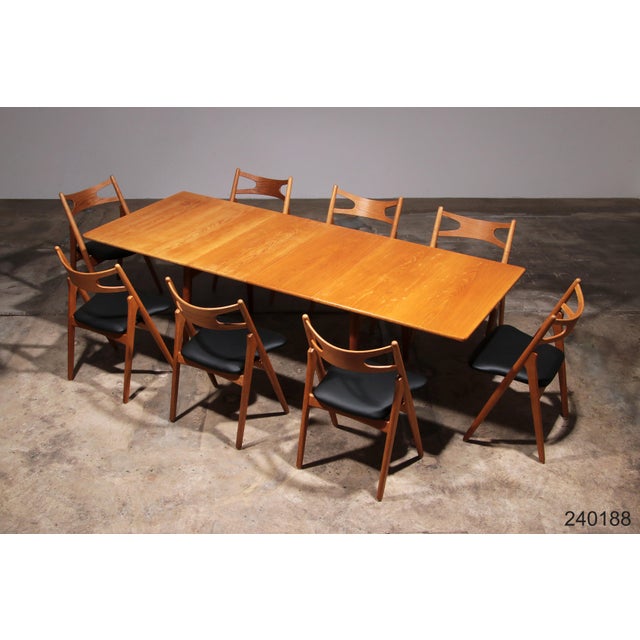 Vintage Dining Room Set by Hans J. Wegner for Carl Hansen & Søn, 1960, Set of 9 For Sale - Image 6 of 18