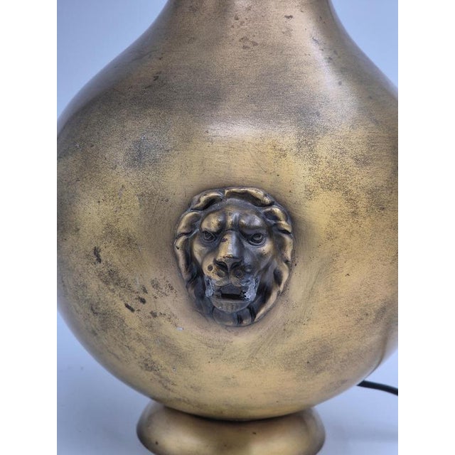 Metal Swedish Grace Table Lamp in Brass with Decor of Lion, 1930s For Sale - Image 7 of 13