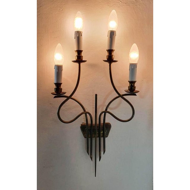 Mid-Century Brass Wall Sconces attributed to Guglielmo Ulrich, Italy, 1940s, Set of 2 For Sale - Image 4 of 9