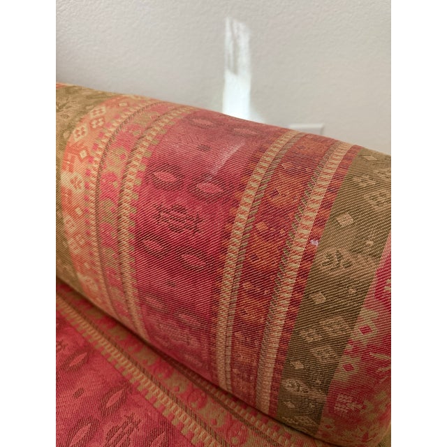 Vintage Traditional English Roll Arm Accent Chair in Rose & Olive Jacquard For Sale In Monterey, CA - Image 6 of 6