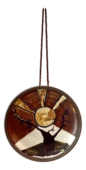 Large Studio Ceramic Art Wall Plate with Abstracted Landscape, Germany, 1960s