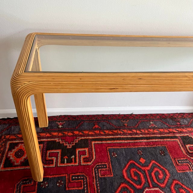 Mid-Century Modern Vintage Pencil Reed Console Table Waterfall For Sale - Image 3 of 9