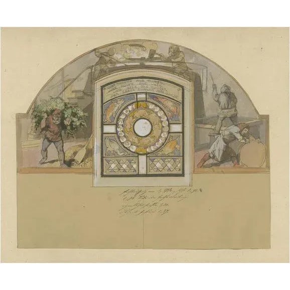 Ludwig Burger, Brewing Beer, 1880, Watercolor & Ink For Sale - Image 6 of 6