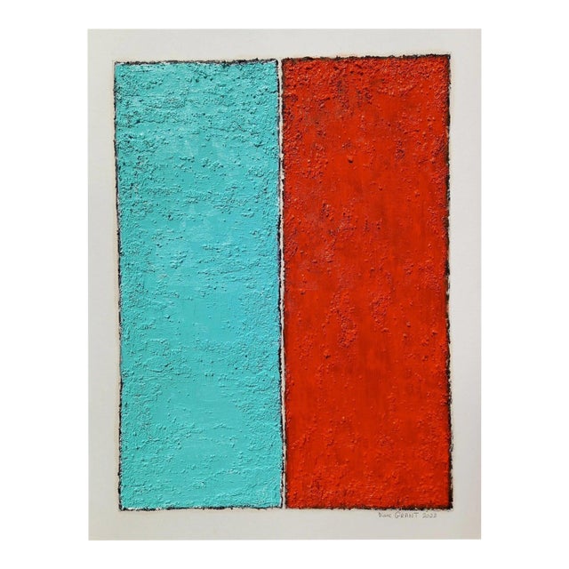 Fashion Inspired 'Blue and Orange' #1 Highly Textured Abstract Oil Painting For Sale