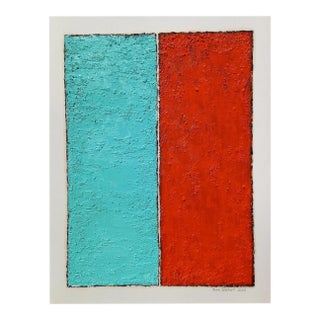 Fashion Inspired 'Blue and Orange' #1 Highly Textured Abstract Oil Painting | Color Field | Marc Rothko For Sale