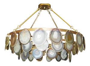 Marjorie Skouras North Sea Natural Agate Slice and Gold Iron Chandelier