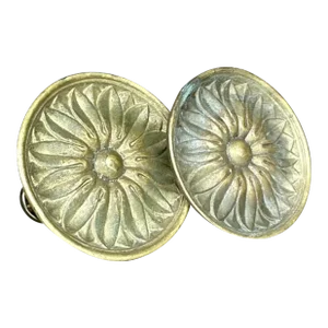 Vintage Regency Brass Flower Drapery Tie Backs - Set of 2