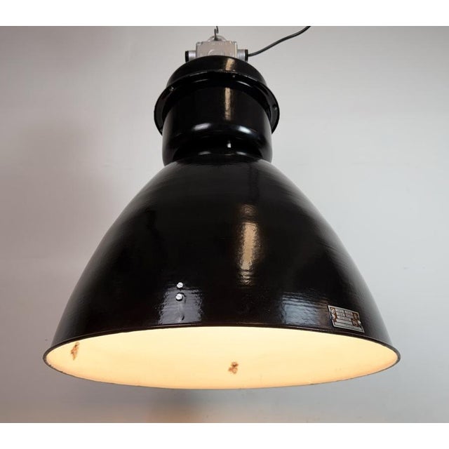 Large Industrial Black Factory Pendant Lamp from Elektrosvit, 1960s For Sale - Image 11 of 18