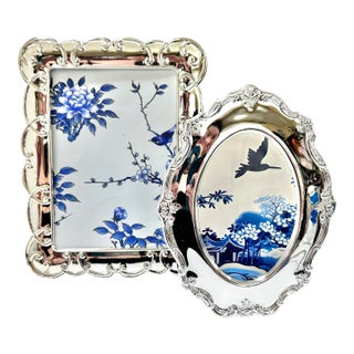 1980s Silver Plate Picture Frames - Set of 2 For Sale
