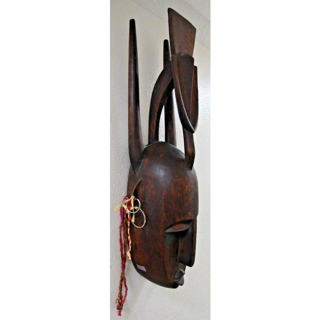 Tribal Early 20th Century Authentic Large Hand-Carved Wooden Bamana N'tomo Mask From Mali, West Africa For Sale - Image 3 of 13
