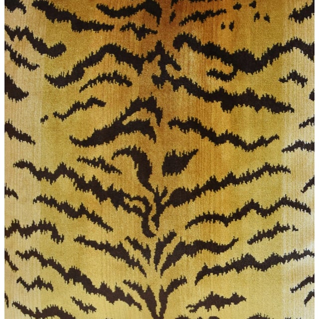 French Provincial Scalamandre Le Tigre Tiger Silk Velvet Feather/Down Pillows 23" Square - Pair For Sale - Image 3 of 11