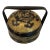 Vintage Chinoiserie Black Lacquer & Raised Gold Gilt Tiered Chinese Wedding Basket For Sale