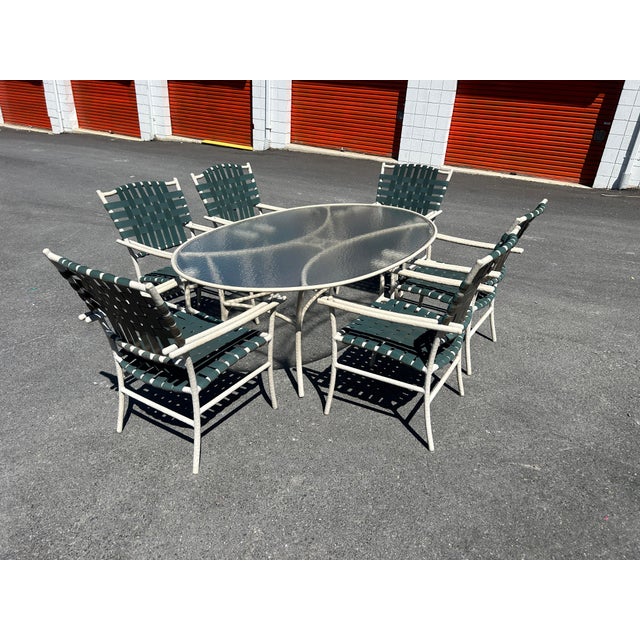 Brown Jordan Beautiful Vintage Aluminum Brown Jordan Patio Set Table & 6 Chairs For Sale - Image 4 of 10