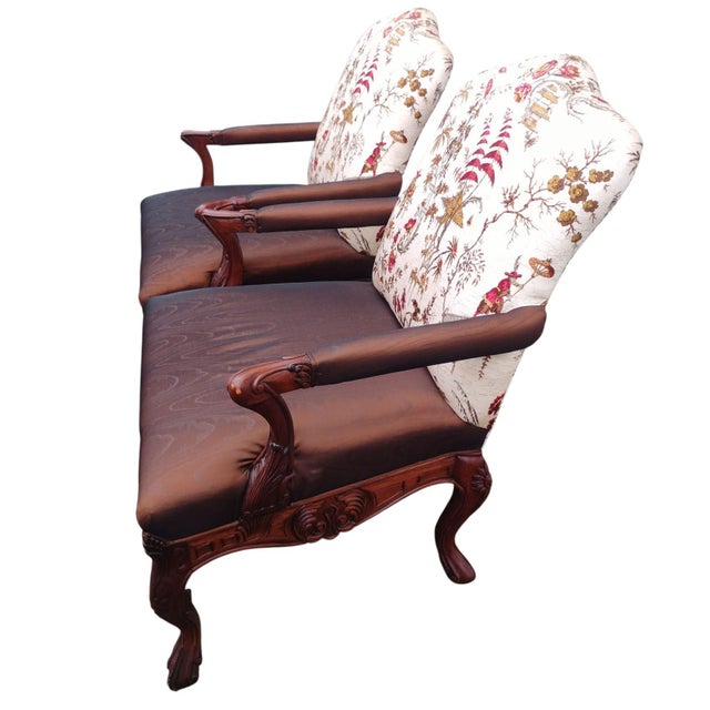 Wood Timeless Elegance: Pair of Rare Vintage Lillian August Statement Armchairs For Sale - Image 7 of 12