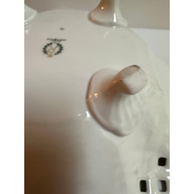 1970s Reichenbach Germany 11" Diameter Footed Floral Gold Trim Reticulated Dish For Sale - Image 9 of 18