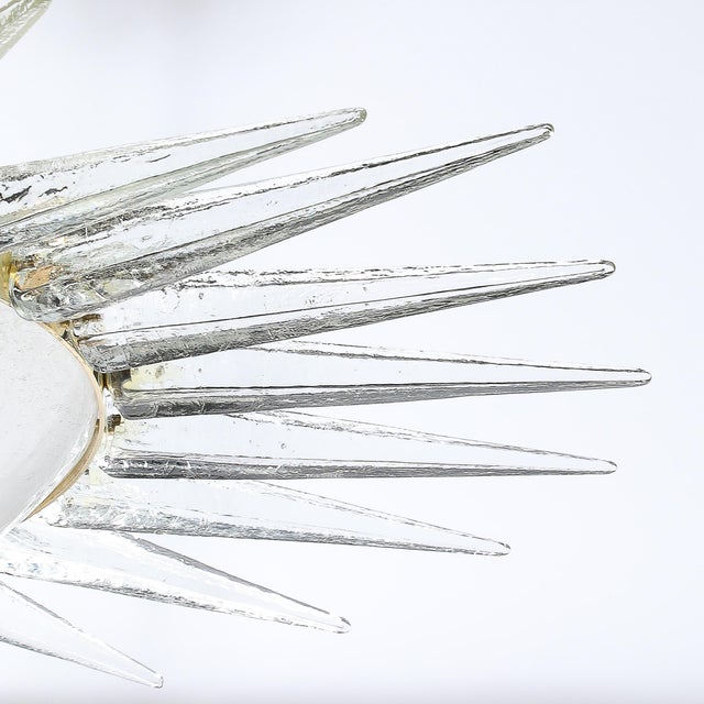Late 20th Century Modernist Brass Fitted Hand-Blown Murano Glass Starburst Spike Form Chandelier For Sale - Image 5 of 18