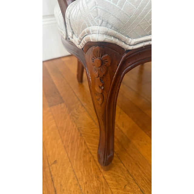 1990s Louis XV Style Carved Walnut Bergère Armchair With Cane Back, Boston Design Center For Sale - Image 12 of 17