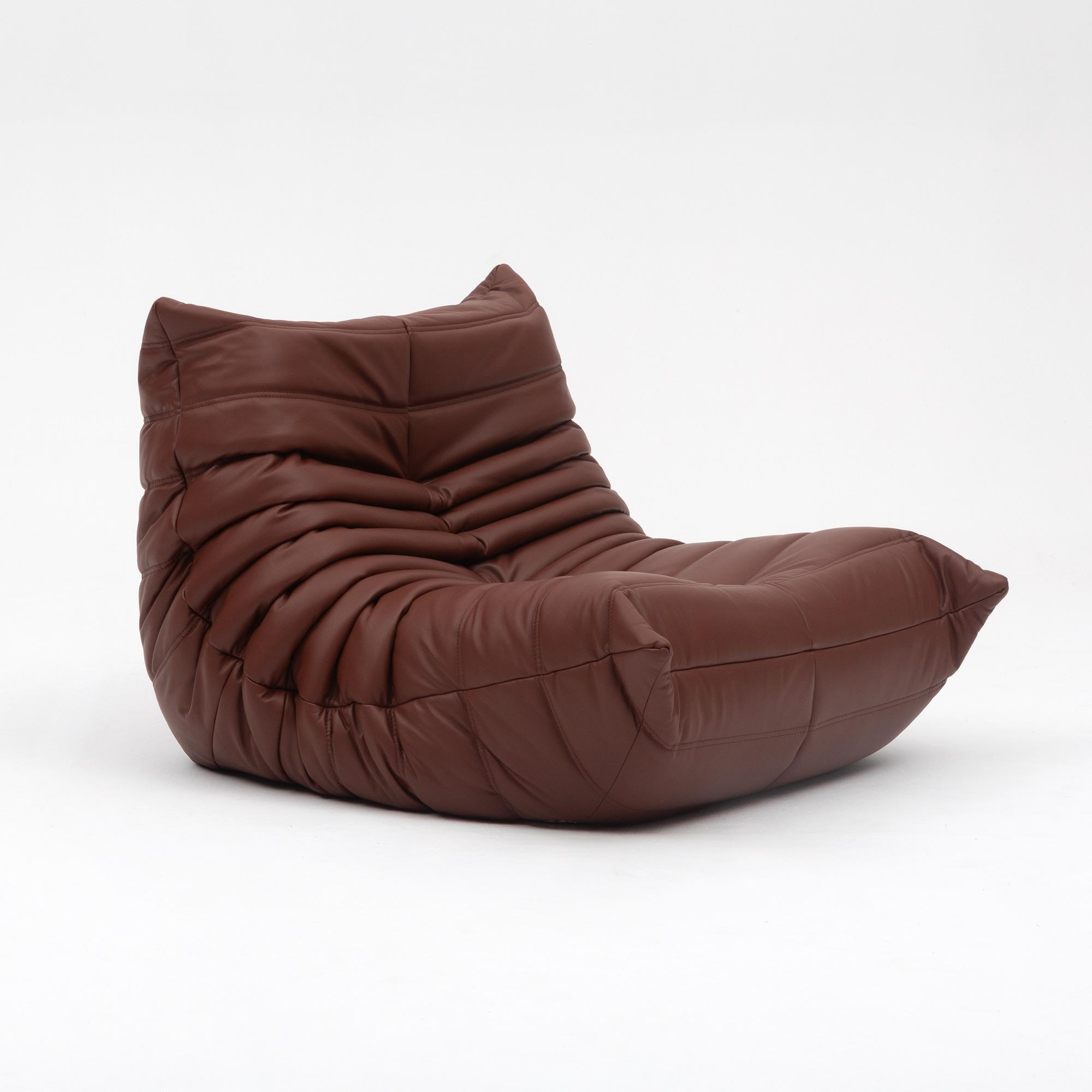 Togo Fireside Chair and Ottoman in Italian Chestnut Leather
