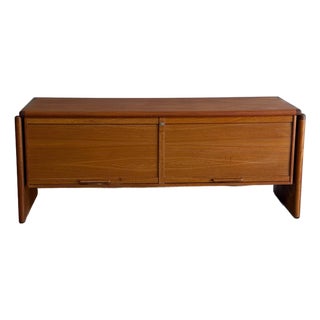 Dyrlund Teak Credenza Storage Buffet Sideboard Filing Cabinet Tambour Doors Denmark 1970s For Sale