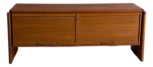 Dyrlund Teak Credenza Storage Buffet Sideboard Filing Cabinet Tambour Doors Denmark 1970s