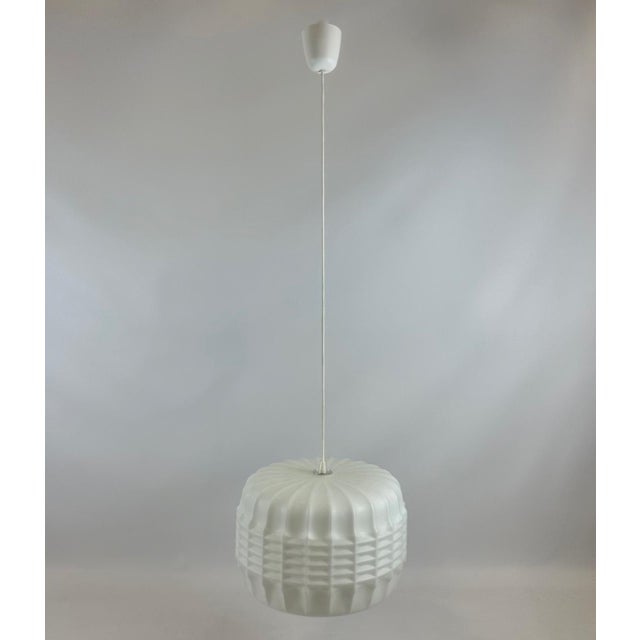 Large Milk Glass Pendant Lamp from Osvětlovací Sklo Valašské Meziříčí, 1960s For Sale - Image 9 of 9