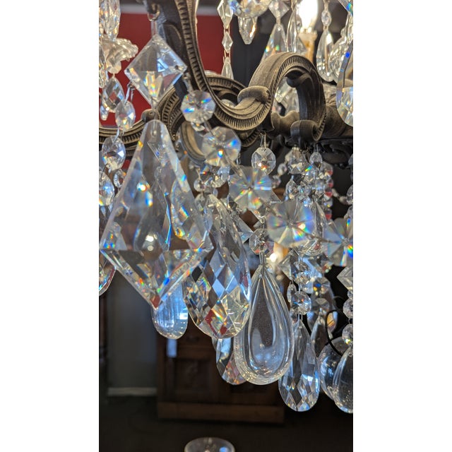 Mid 20th Century Antique Rococo Revival Chandelier, Metal & Crystal, France For Sale - Image 5 of 17
