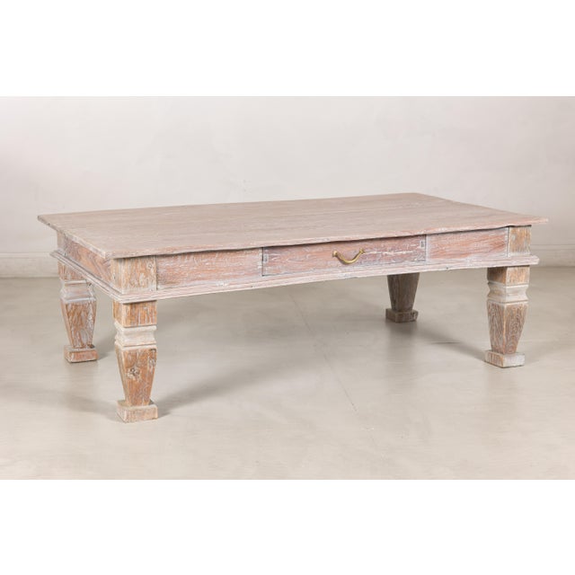 Vintage Whitewashed Teak Coffee Table with Single Drawer For Sale - Image 18 of 18
