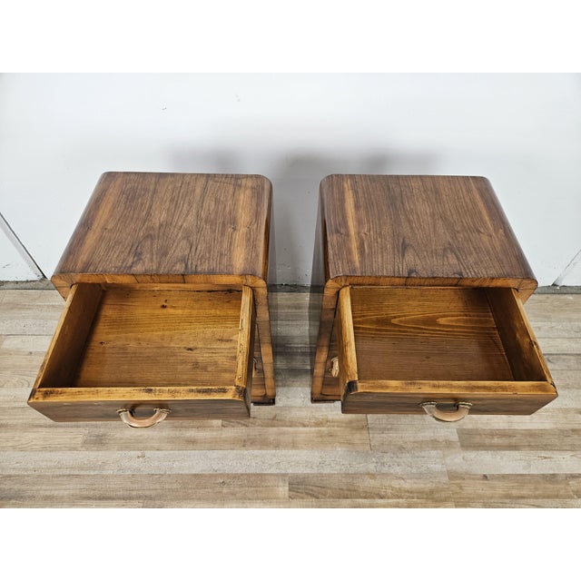 Art Deco Walnut Bedside Tables with Doors and Drawers, 1940s, Set of 2 For Sale - Image 11 of 18