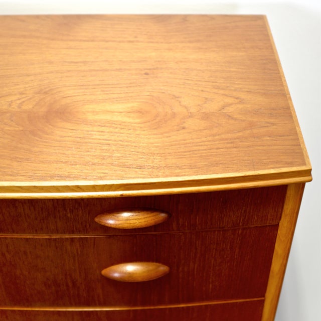 1950s Danish Teak 8 Drawer Tall Dresser W/ Curved Front For Sale - Image 14 of 14
