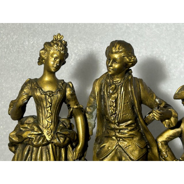 Antique 19th C. French Spelter Statues "Premieres Fleurs" by Ernest Rancoulet - Pair For Sale - Image 11 of 11