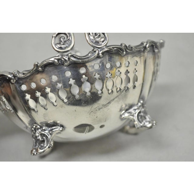 Antique Wallace Bros Victorian Silver Plated Reticulated Small Basket Nut Dish For Sale - Image 9 of 15