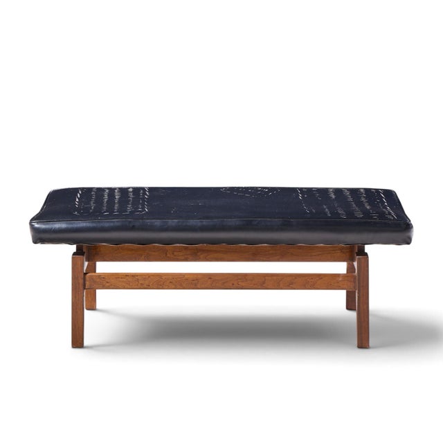Wood Jens Risom Mid Century Walnut Floating Bench For Sale - Image 7 of 9