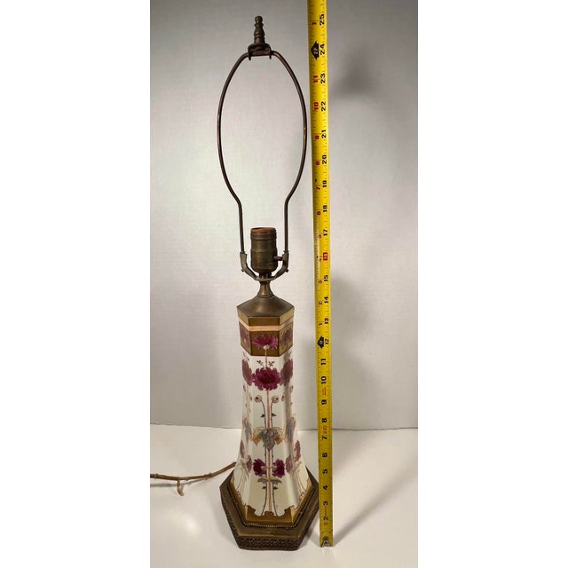 Circa 1905-1910 Antique Pickard Hand-Painted Porcelain Table Lamp by Max Klipphahn For Sale - Image 10 of 12