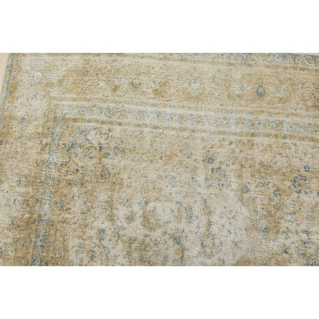 Textile Tabriz Rug 8’10” X 12’2” Beige Wool Vintage Distressed Hand-Knotted Carpet For Sale - Image 7 of 15