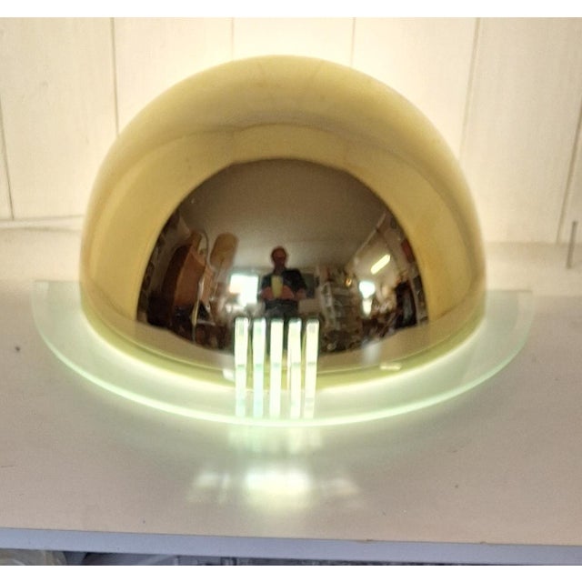Goldenrod Vintage Wall Lamp with Curved Brass Reflector Shade on Glass Base by Honsel, 1991 For Sale - Image 8 of 8