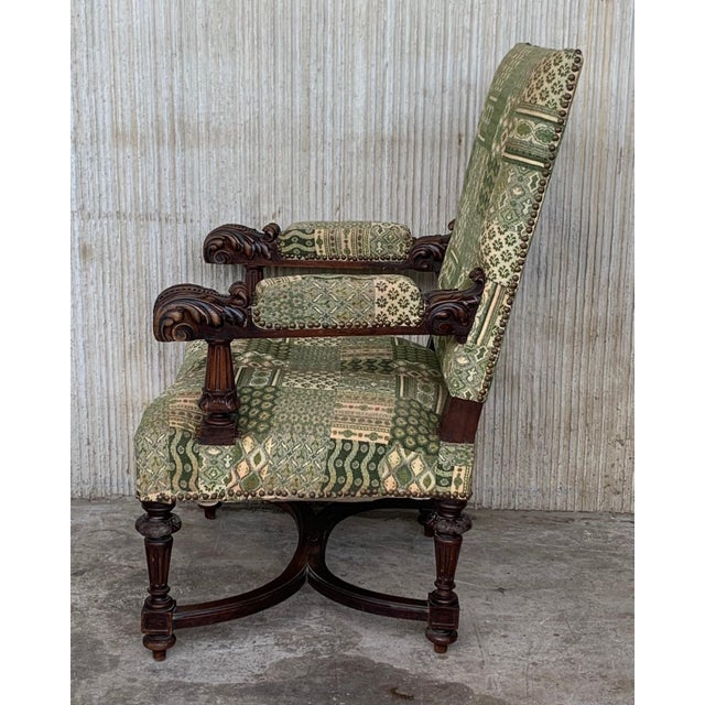 Louis XVI style pair of carved armchairs, Spain, 1900s Good antique condition with some minor marks from used and age. Re-...
