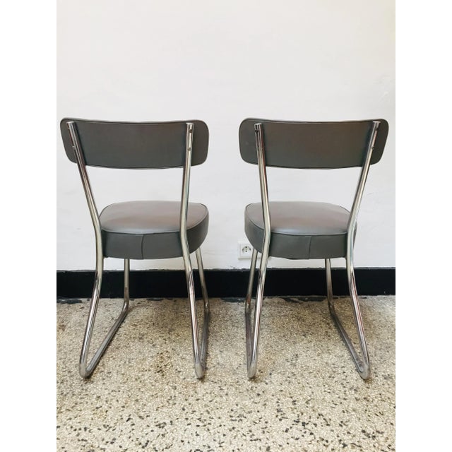 1950s Set of Mid-Century Leatherette & Tubular Steel Chairs For Sale - Image 5 of 11