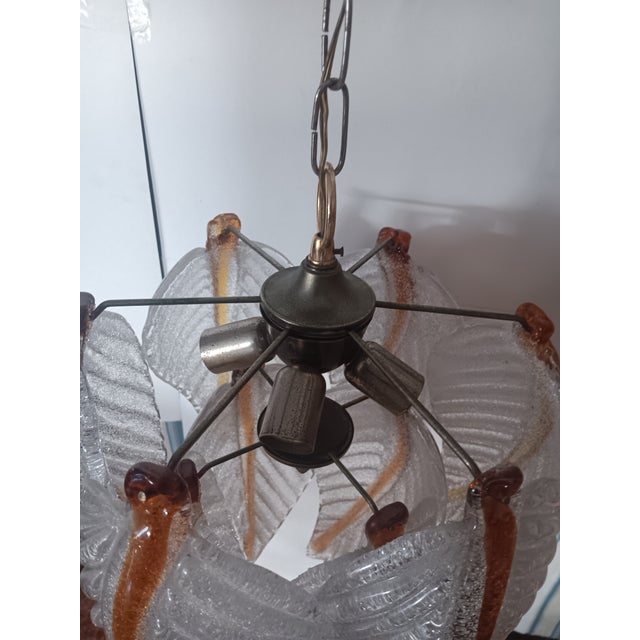 Vintage Glass Leaves Pendant Lamp, 1970s For Sale - Image 12 of 13