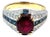 Aig Certified 14k Yellow Gold Ruby & Diamond Cocktail Ring, Size 7.25 For Sale