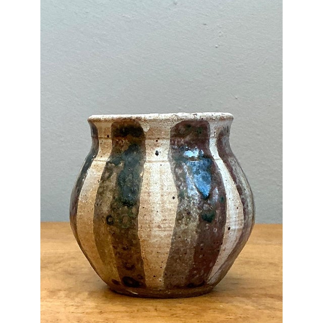 Vintage Striped Studio Pottery Vase For Sale - Image 10 of 16