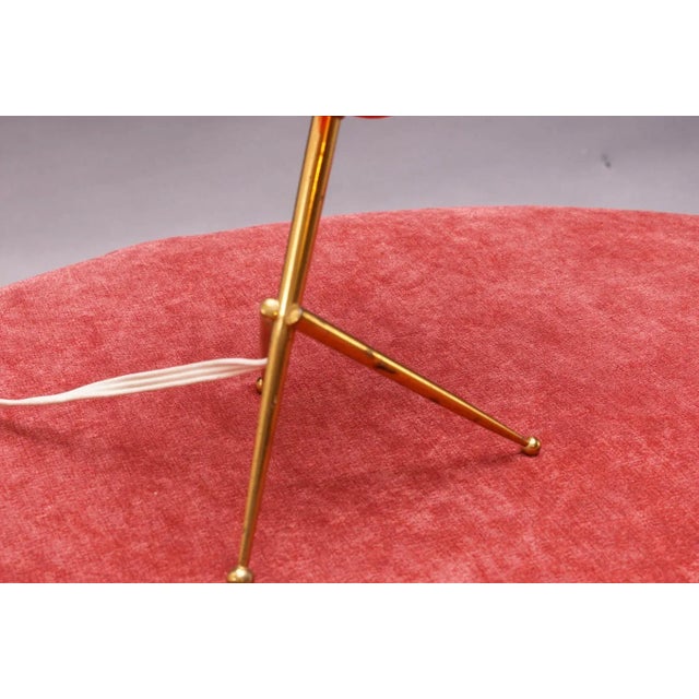 Metal Table Lamp with Red Shade, 1950s For Sale - Image 7 of 9