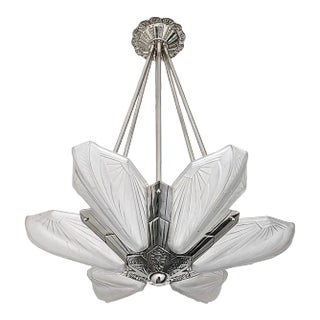 1930s French Art Deco Chandelier Signed by Atelier E.J.G For Sale
